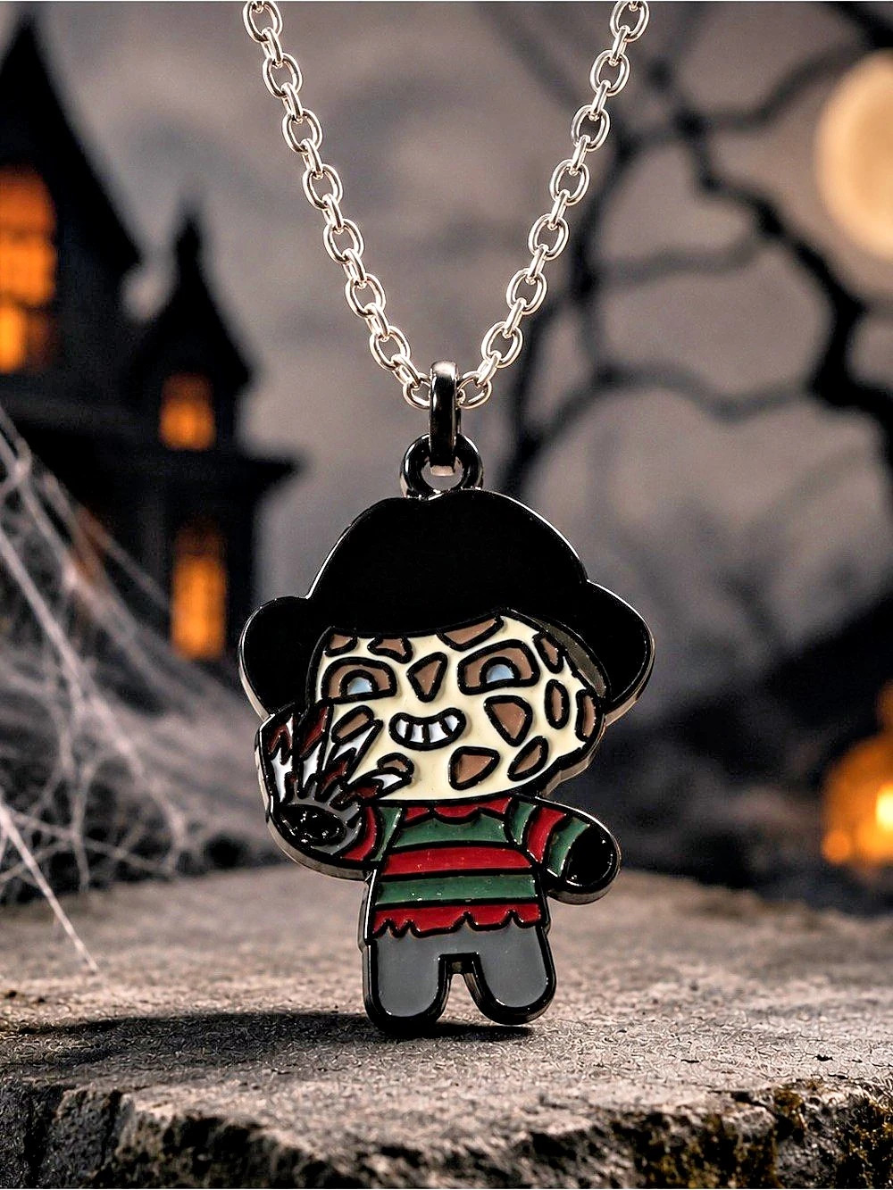 Freddy Krueger Chibi Character Pendant Necklace Black & Red New